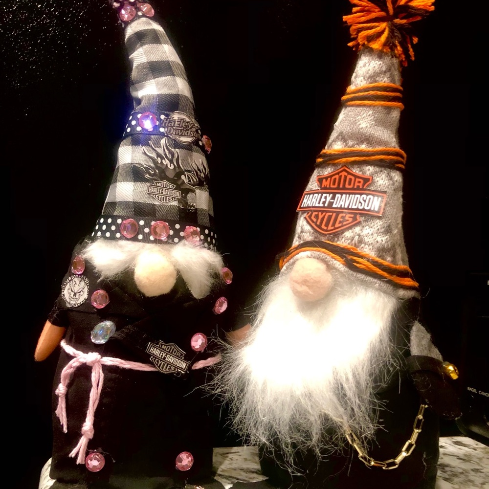 Hand Made Harley Davidson Gnome Couple